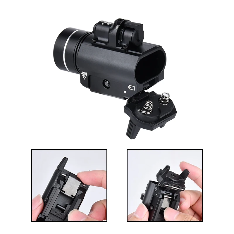 WADSN-linterna de Metal T-1HL con láser de punto rojo y verde, estroboscópica luz blanca, para caza, Airsoft, colgante para riel de 20MM - imagen 4