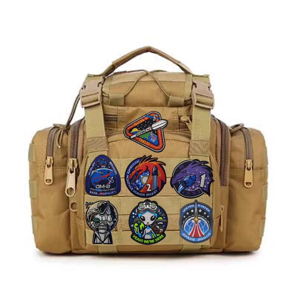 Accesorios para bolsa al aire libre, insignia bordada para explorar el espacio, chaqueta, brazalete, artesanía, parche para mochila con gancho y bucle DIY