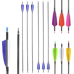 Tiro con arco 35 ''flecha de carbono columna vertebral 400 ID 6,2mm eje de flecha 4 "pluma 100gr punta de flecha S Pin Nock arco tiro flecha de caza 6/12 piezas