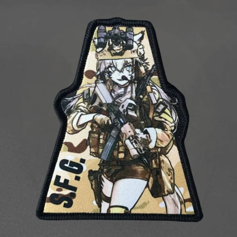 Parche estampado de Anime Gun Girl, chaleco, parches tácticos de gancho y bucle para ropa, insignia de moral, mochila, pegatinas decorativas, brazalete