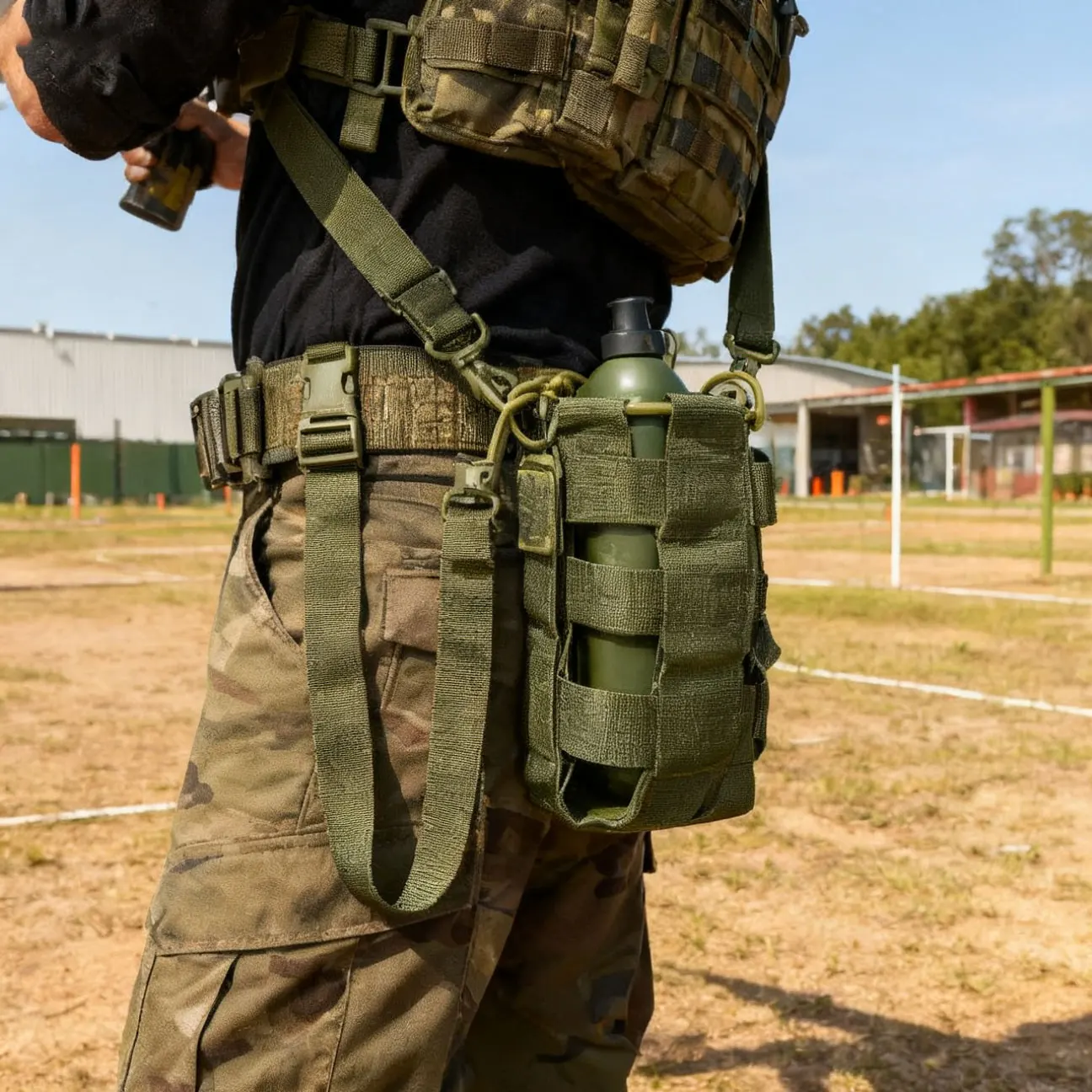 JSJN-bolsa táctica Molle para botella de agua, bolsa con soporte para cinturón, para viajes al aire libre, Camping, senderismo, caza, soporte para botella de agua y hervidor - imagen 3