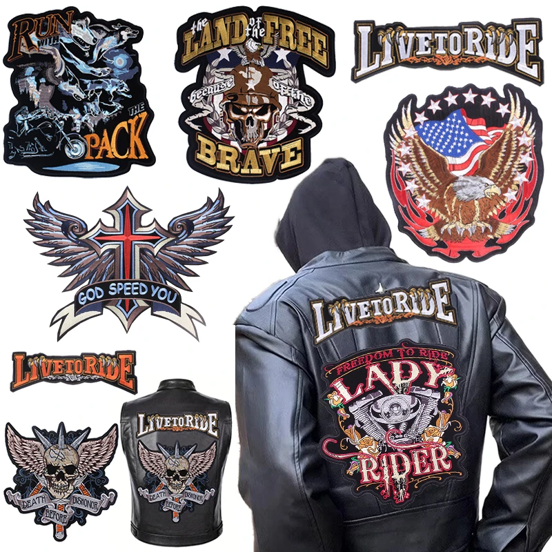 Parche trasero grande táctico para motocicleta, parches termoadhesivos para ropa, parches bordados para jinete - imagen 2