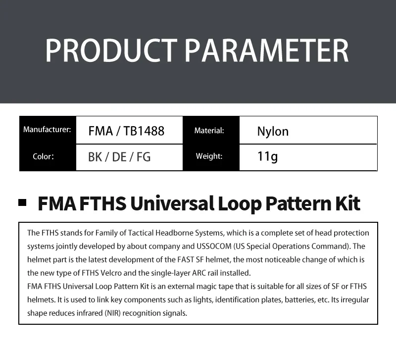 Casco táctico DIY pegatina mágica FMA FTHS Kit de patrón de bucle de casco Universal - imagen 5