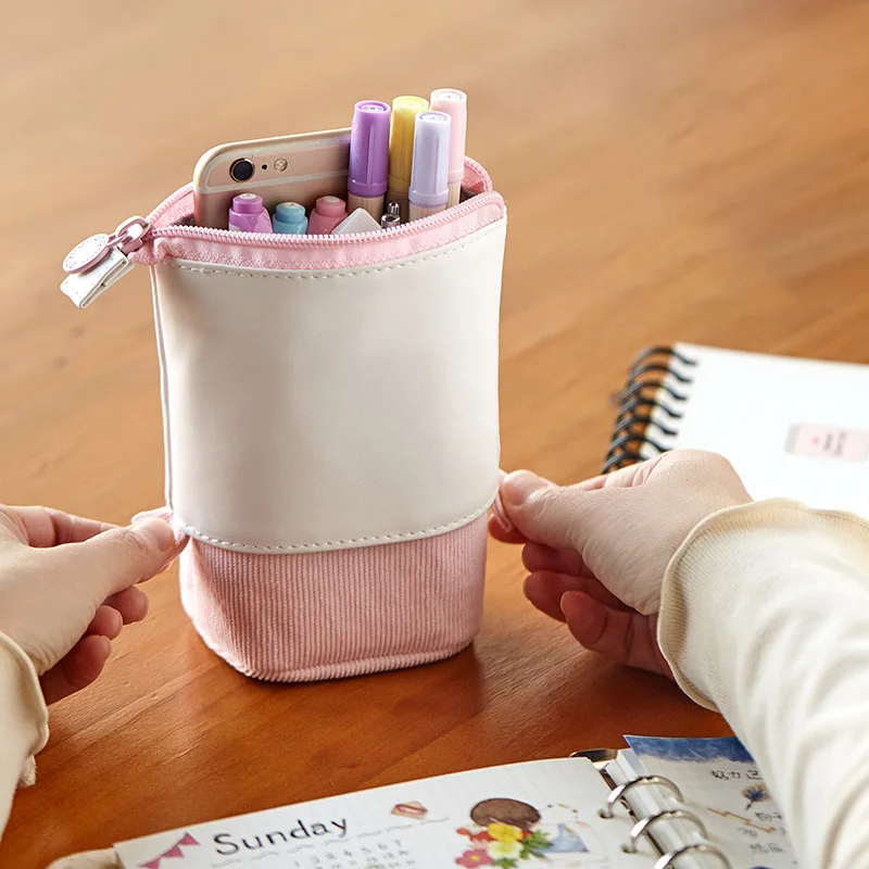 Estuche retráctil creativo para lápices, estuche para bolígrafos impreso DIY Kawaii, soporte para bolígrafos de gran capacidad, bolsa de almacenamiento de papelería de oficina, nuevo - imagen 5