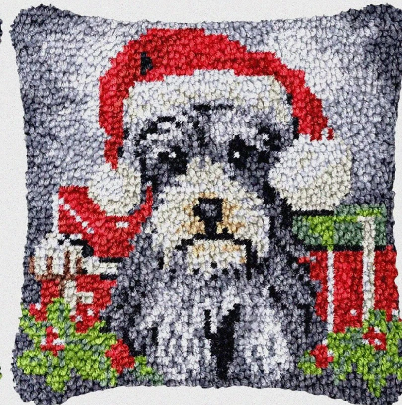 Nuevos kits de ganchos de pestillo de alce de Papá Noel de Navidad, funda de almohada Smyrna, paquete de bordado de almohada con nudo, juego de ganchos de pestillo para costura DIY - imagen 5