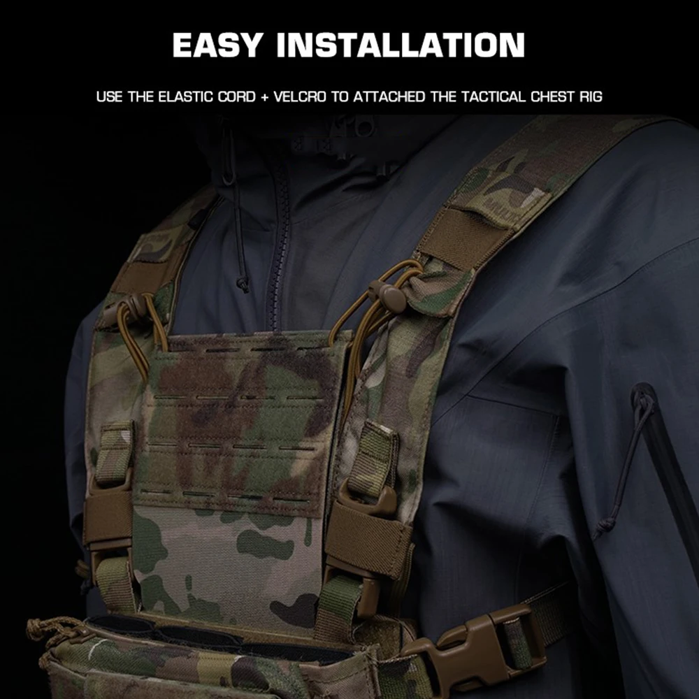 Accesorio de soporte para bolsa de revista Airsoft Chest Rig, accesorios de camuflaje para colgar en el pecho ampliamente adaptables, montaje MOLLE - imagen 5