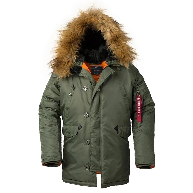 Chaqueta acolchada N3B para hombre, abrigo largo de Canadá, abrigo militar con capucha de piel, gabardina cálida de camuflaje, parka táctica del Ejército Coreano, Invierno - imagen 5