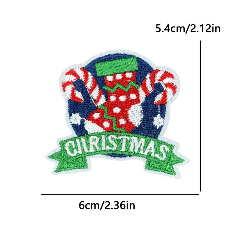 10 unids/lote parche navideño de dibujos animados chaquetas sombreros parches bordados para coser parches para planchar para ropa decoraciones festivas DIY - imagen 2