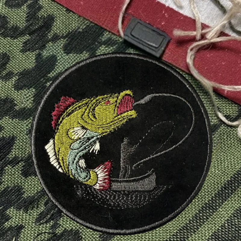 Parche con estampado de pescadores de peces, chaleco táctico, sombreros con gancho y bucle, insignia de moral, mochila, pegatinas decorativas, parches para brazalete para ropa - imagen 2