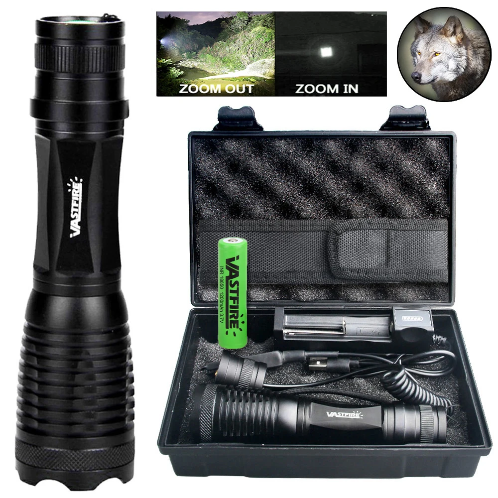 Linterna táctica LED duradera con Zoom de 300 yardas, linterna Ultra potente portátil recargable, uso de emergencia para exteriores, luz UV para caza - imagen 3