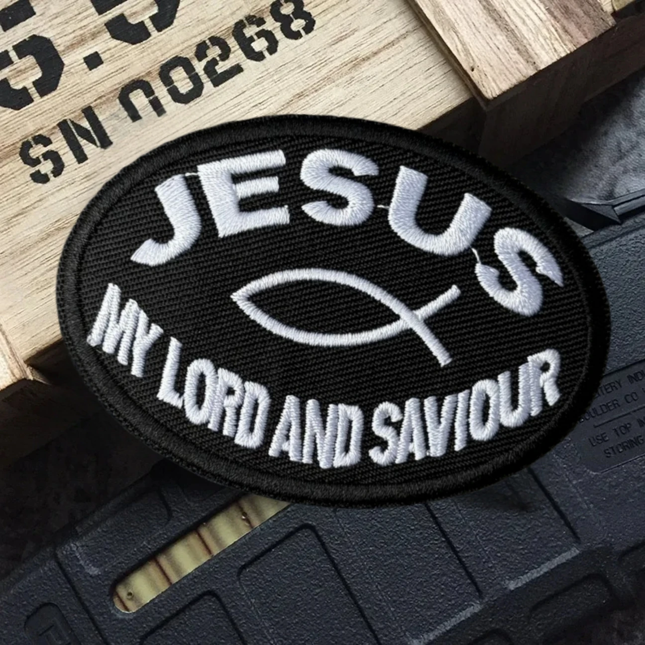 Jesús mi Señor y Salvador Jesús pescado Dios cristiano insignia de moral bordada parches de gancho táctico pegatinas de mochila militar - imagen 4