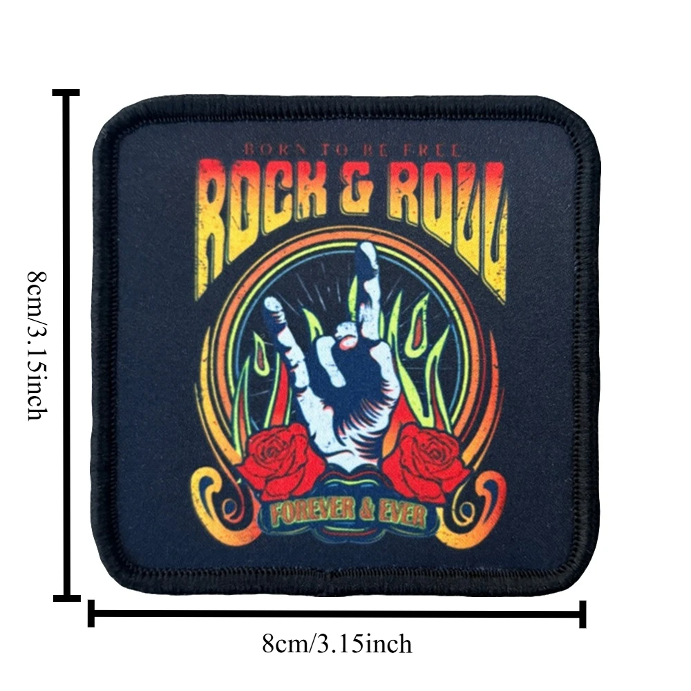 Parche táctico de moral ROCK & Roll, apliques de estilo Rock, parches militares con gancho para accesorios de ropa, pegatinas para mochila - imagen 2
