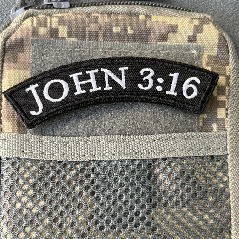 Parche "JOHN 3:16", insignia de período táctico, gancho bordado y bucle, mochila, accesorios de decoración de ropa, pegatina, brazalete - imagen 4
