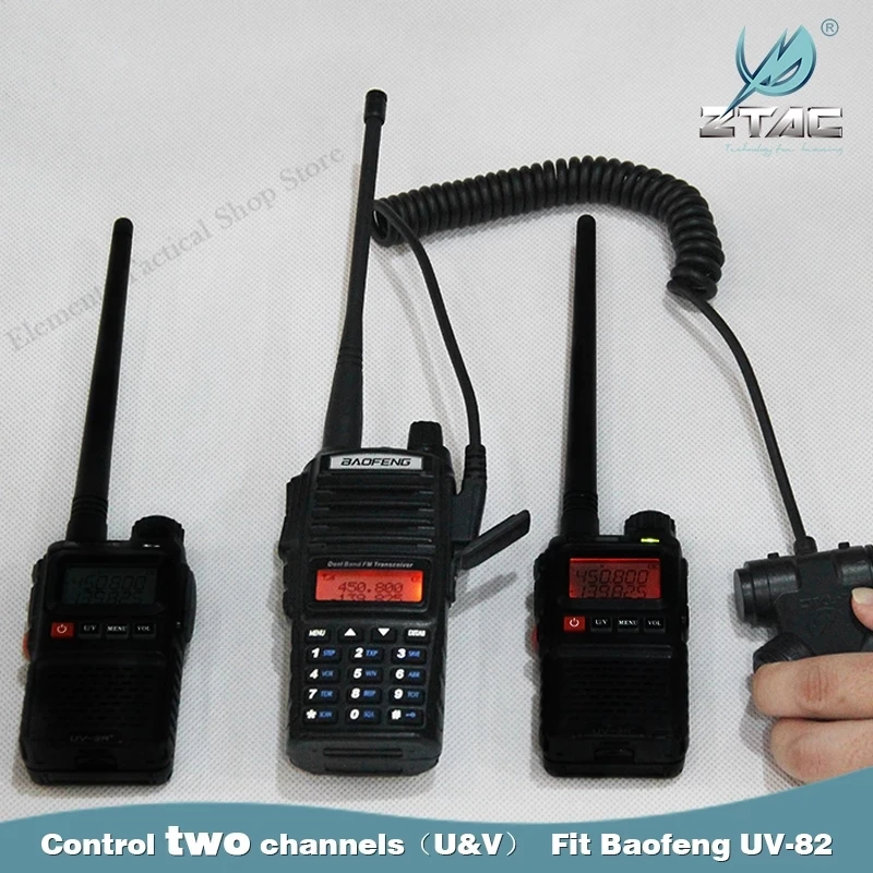 Z-TAC táctico Dual PTT Softai, accesorios, auriculares militares Airsoft para walkie-talkies UV 82, botón Baofeng UV-82 PTT - imagen 3