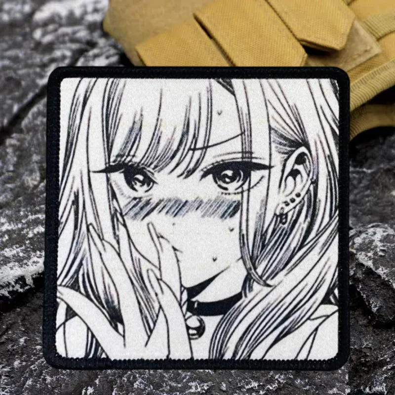 Parche estampado de Chica de Anime, chaleco táctico, parches de gancho y bucle para ropa, mochila, sombrero, insignia decorativa de moral, pegatinas, brazalete - imagen 2