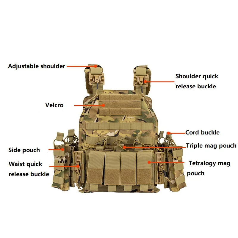 Chaleco táctico Multicam de alta calidad, Chaleco táctico de liberación rápida, placa de caza, armadura de transporte, Chaleco de combate Airsoft, accesorios de equipo - imagen 3