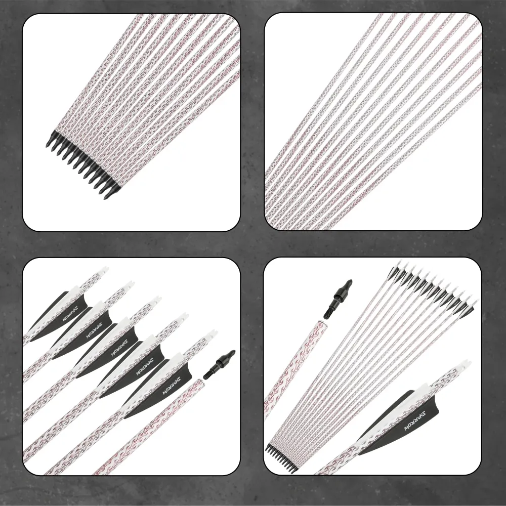 12 Uds tiro con arco flechas de carbono mezcladas Spine500 100 puntas de flecha de hilo de grano para arco recurvo caza tiro práctica objetivo accesorio - imagen 4