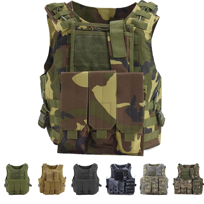 Chaleco táctico porta placas MOLLE – Camuflaje airsoft y paintball