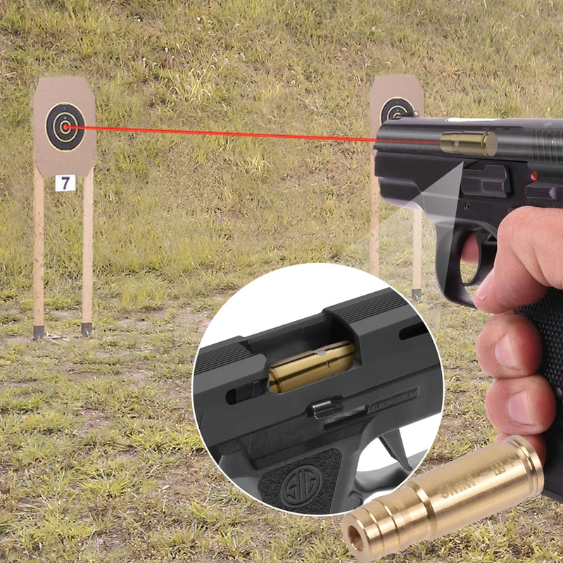 Mira de orificio láser roja, puntero de 9mm con 8 baterías, construcción de latón resistente, fácil de zurcir, mira de punto rojo RM - imagen 5