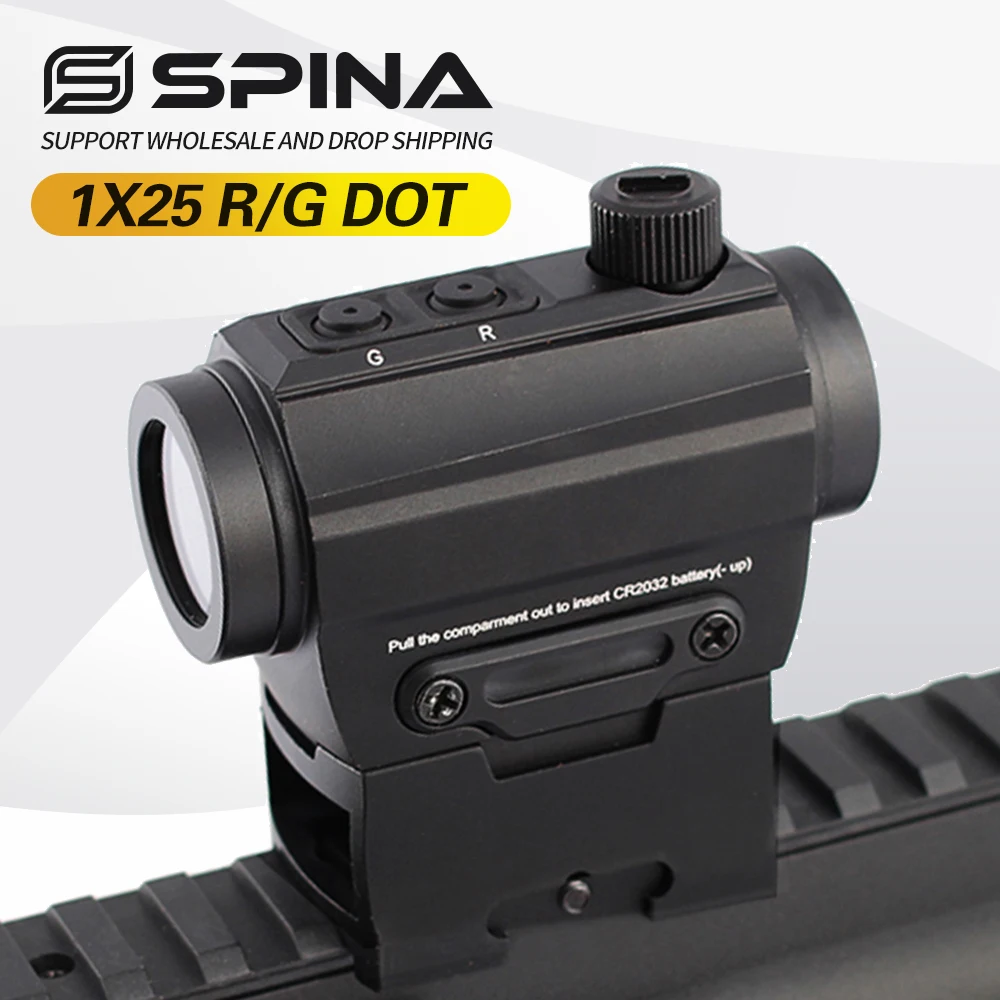 SPINA Optics-reflejo holográfico de caza táctica, mira óptica de punto rojo/verde para Rifle de aire, rieles de 20mm, 1x25