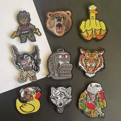 Parche animal táctico con velcro – Oso, Tigre, Lobo y Tiburón