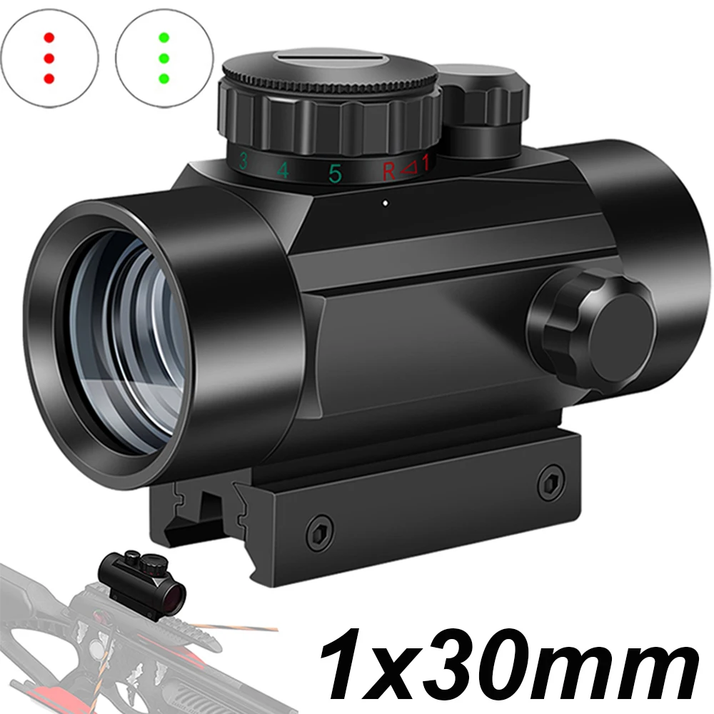 Mira de ballesta de 3 puntos, mira réflex de punto rojo y verde, mira óptica de caza compacta para pistola, Rifle Airsoft, arco compuesto