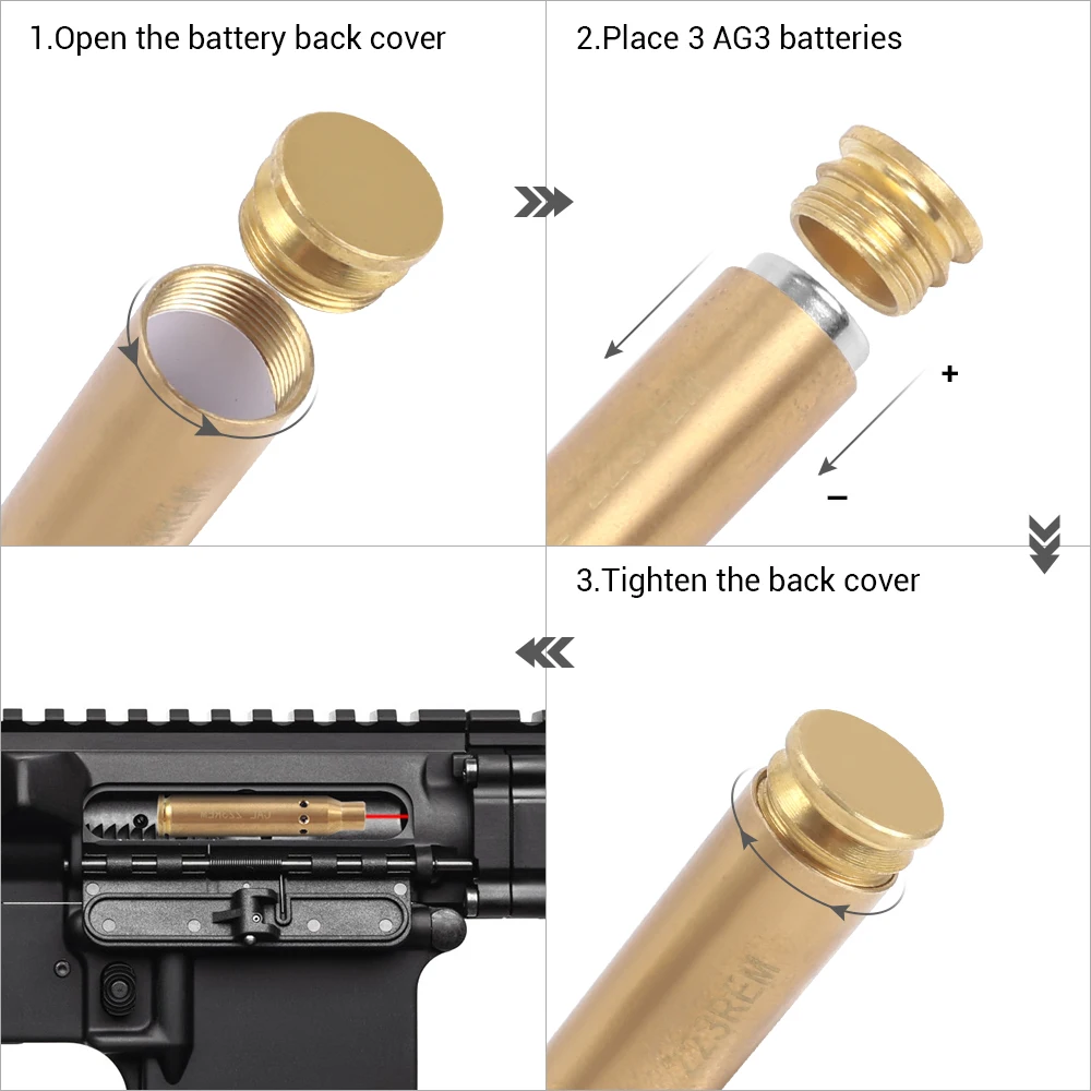 Mira láser de punto rojo táctico para 9mm 223Rem Boresighter caza pistola Rifle cartucho puntero láser de latón accesorios Airsoft - imagen 4