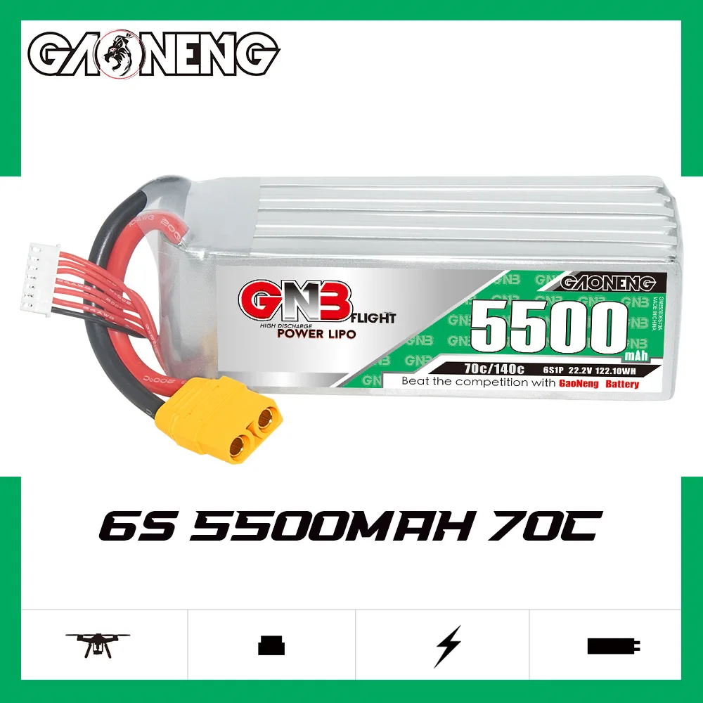 Batería Lipo GNB 6S 22,2 V 5500/7000/7200/8500/11000/13500mAh 70C con enchufe XT60 XT90 XT90S para Dron FPV helicóptero avión - imagen 2