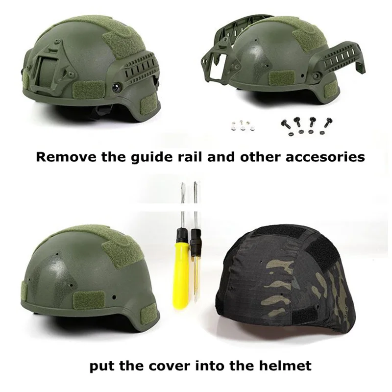 Cubierta táctica para casco MICH2000, equipo militar de caza Airsoft, accesorios para casco, cubierta de tela de camuflaje para casco MICH - imagen 3