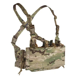 Plataforma de pecho táctica con bolsa cuádruple 5,56, 7,62 Mag, Panel frontal, chaleco MOLLE de caza Airsoft, equipo de aparejo de pecho de caballero de liberación rápida