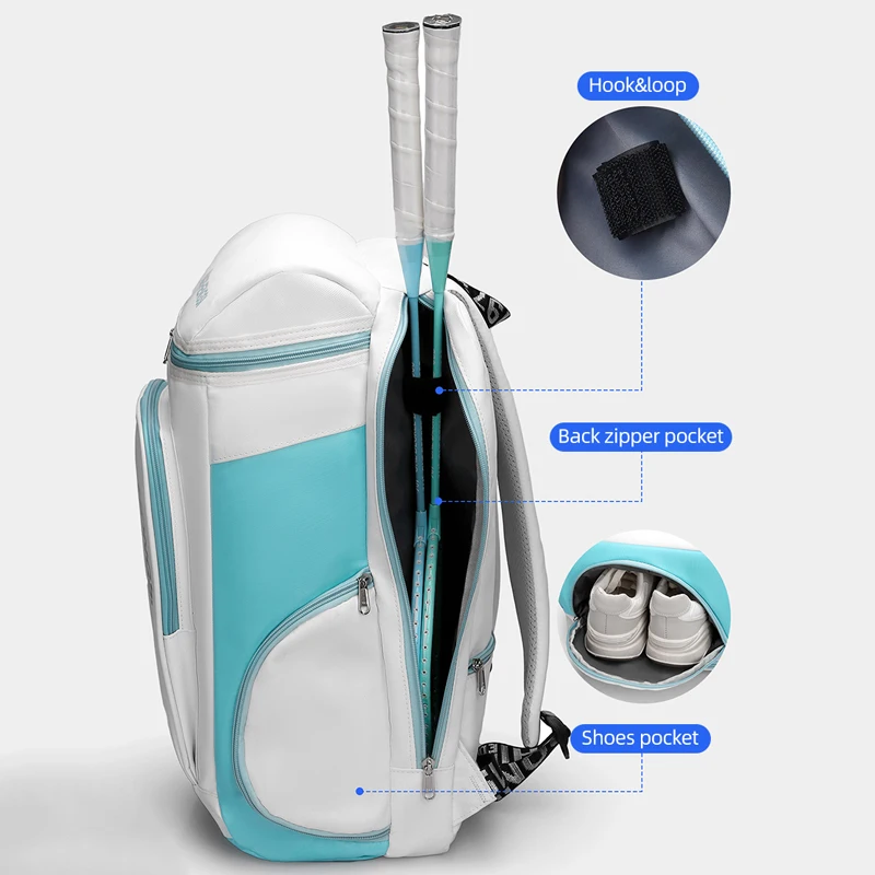 Mochila para raquetas de tenis y bádminton con bolsillo para zapatos, bolsas de entrenamiento para deportes al aire libre, almacenamiento grande para ordenador portátil para estudiantes, bolsa de viaje - imagen 5