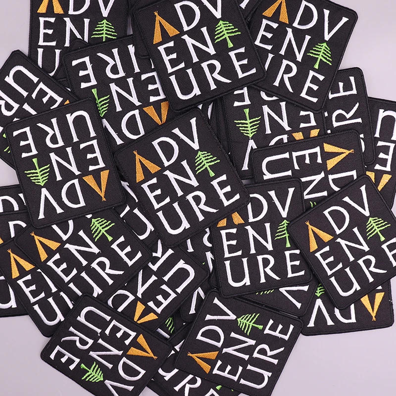 Parches bordados de aventura al aire libre para ropa, letras Hippie, parche para planchar, apliques de decoración, coser, 10 unidades por lote - imagen 5