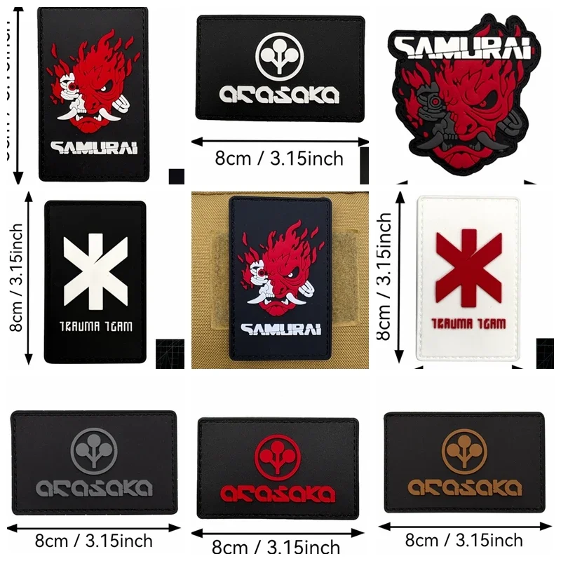 Cyberpunk Parches de gancho y bucle PVC caucho suave noctilucente Capítulo de moral, juego Ropa al aire libre mochila insignia de parche diy - imagen 2