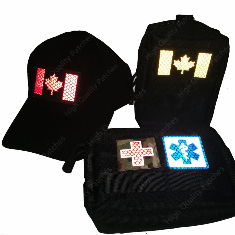 Parches bordados de bandera americana reflectante IR 3D, banderas de Estados Unidos, parche militar táctico, insignias bordadas de goma de PVC - imagen 5