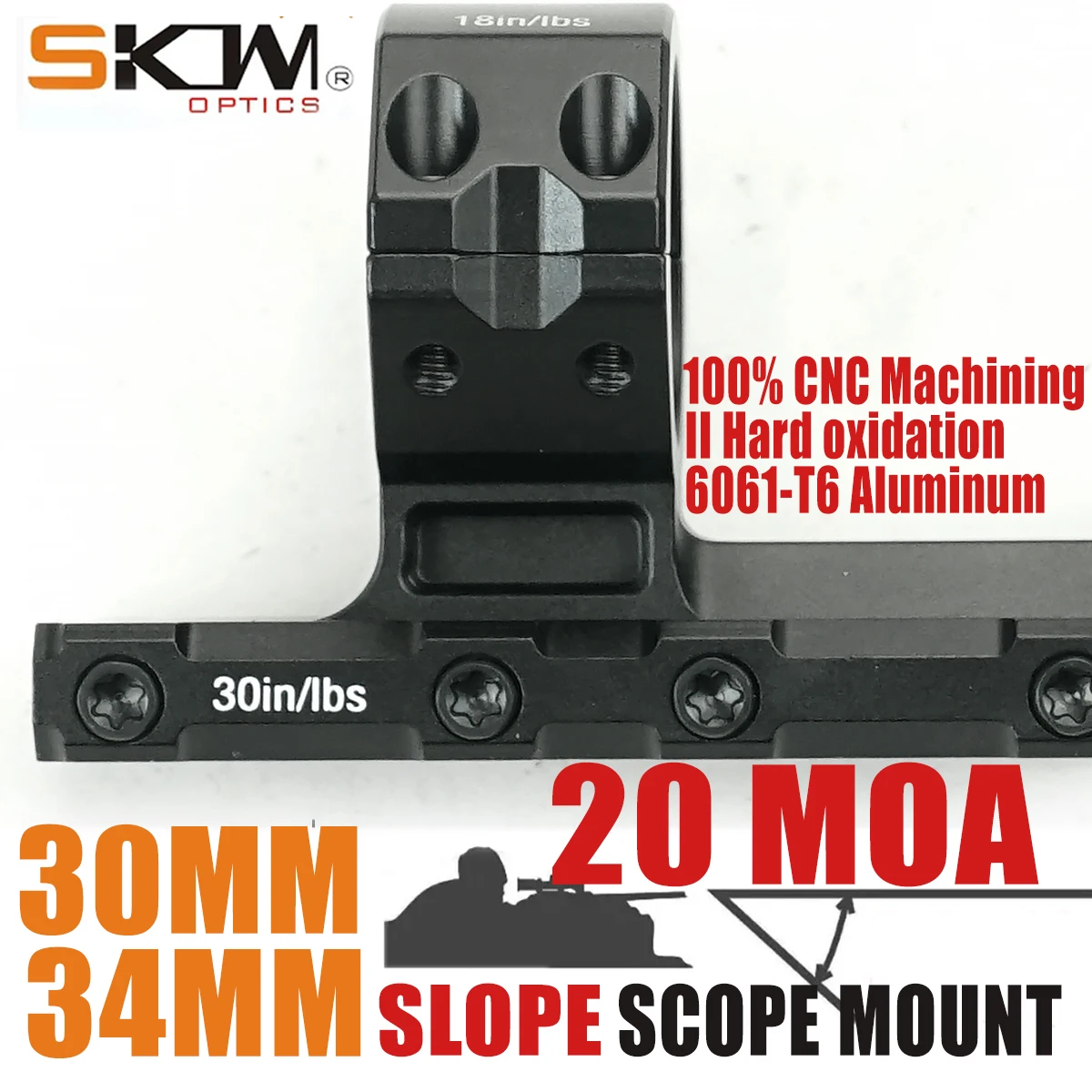 SKWoptics AR15 Anillos de alcance de montaje en pendiente para alcance óptico, rieles Picatinny, 34 mm, 30 mm; 1913, - imagen 4