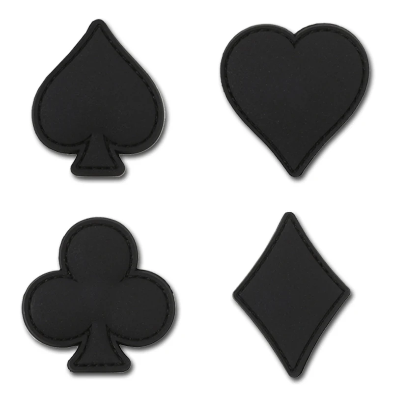 Spades Hearts Plum Block Poker 3D PVC parche táctico luminoso gancho estereoscópico respaldo mochila al aire libre insignia bordada de goma - imagen 5