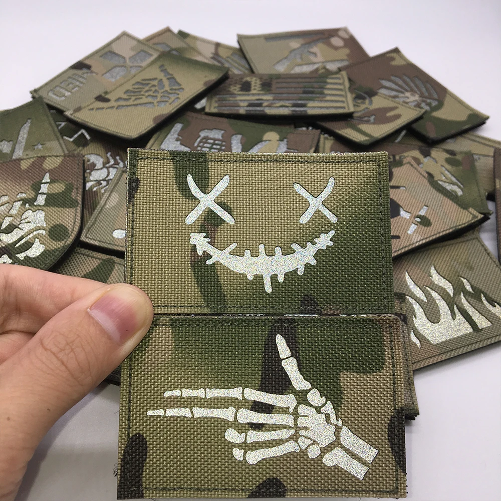 Parches tácticos Multicam, banderas reflectantes infrarrojas IR, insignia de brazo de moral militar en mochila, chaleco, apliques de combate al aire libre, emblema - imagen 4
