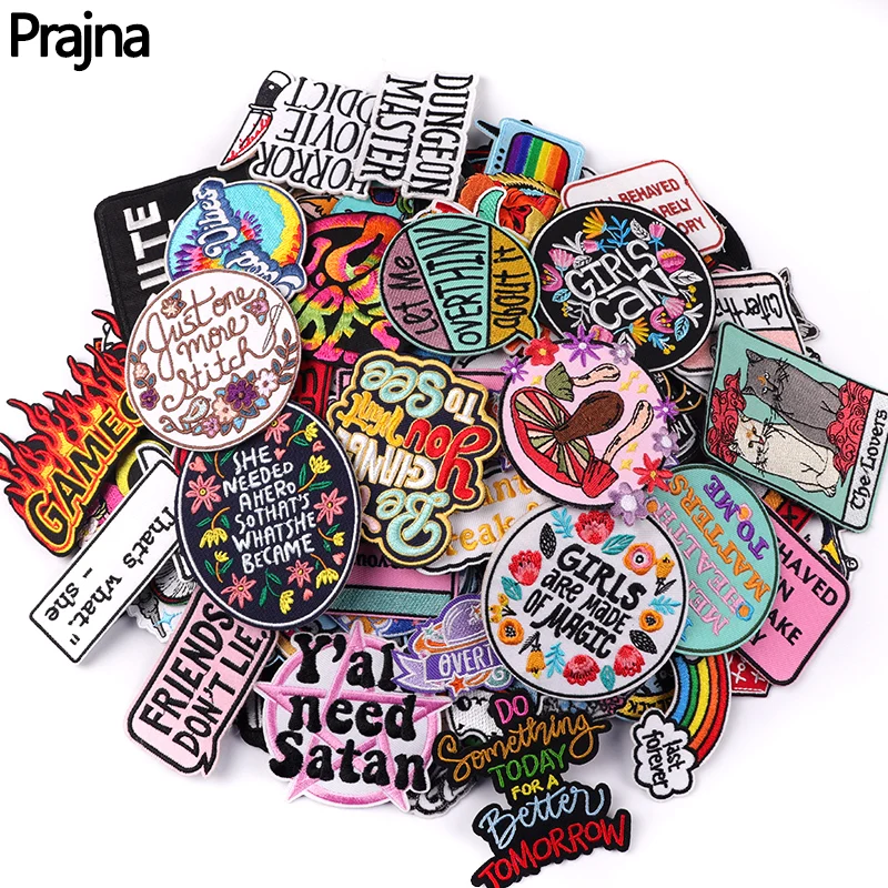 Parche de bordado de dibujos animados al azar, parches para planchar en la ropa, letras DIY, coser en la ropa, alta calidad, 20/30/40/50 Uds. - imagen 2