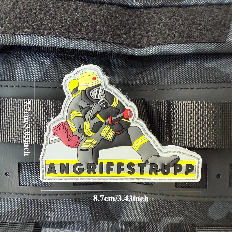 Feuerwehr Angriffstrupp Parche de goma de PVC insignia de moral táctica Parche militar con gancho y bucle para mochilas, chaquetas, ropa - imagen 2