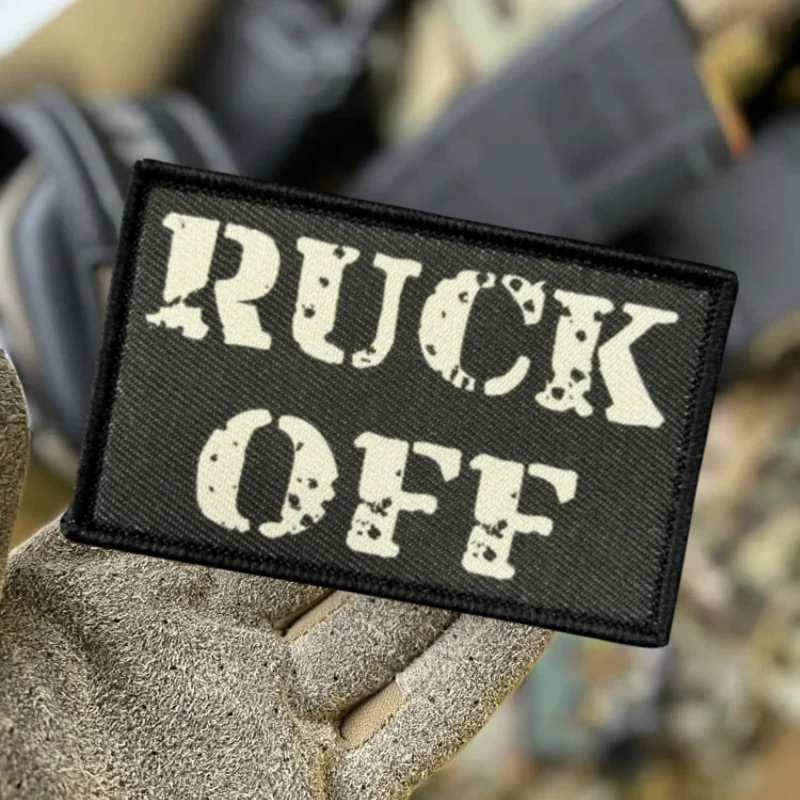 Parche con estampado táctico "RUCK OFF" para ropa, insignia de moral, parche militar con gancho, pegatina para mochila, brazalete - imagen 3