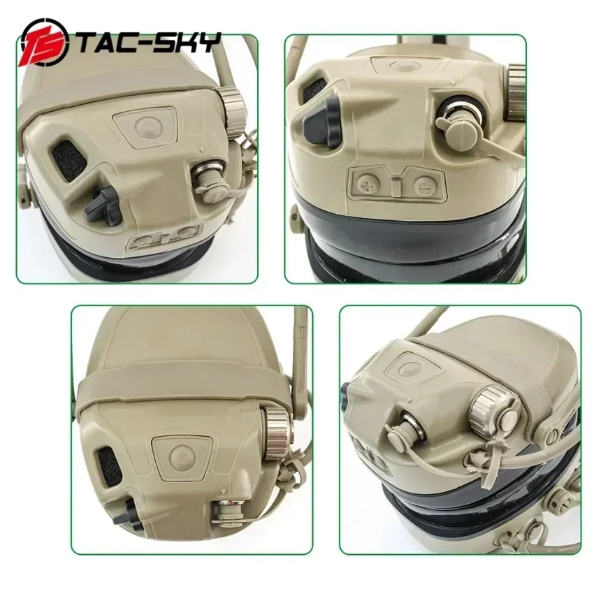 TAC-SKY auriculares tácticos AMP comunicación con cancelación de ruido auriculares de tiro con adaptador de riel para casco ARC versión militar - imagen 5