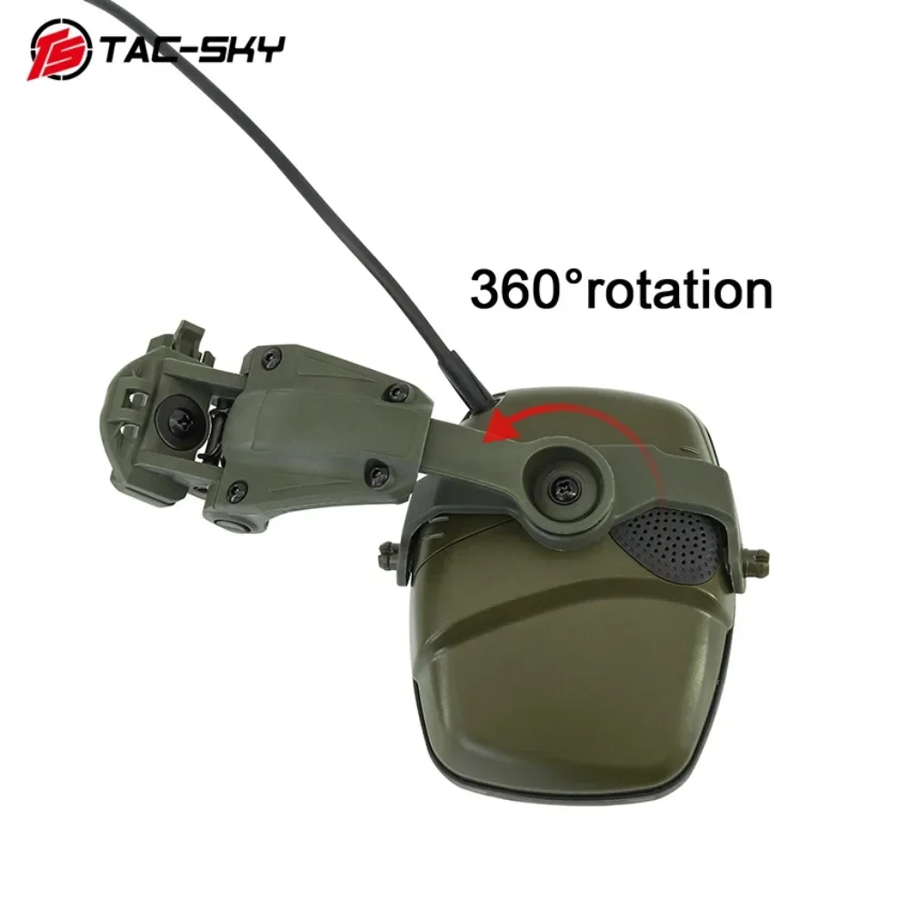 TAC-SKY Protección auditiva electrónica Auriculares de tiro táctico con cancelación de ruido, adaptador de montaje en riel ARC, orejeras de silicona - imagen 4