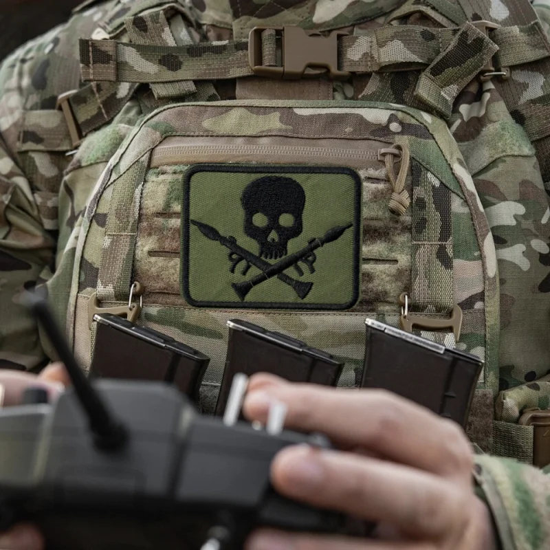 Parche bordado de lanzadores de granada de calavera, chaleco táctico, insignia de gancho y bucle, pegatina decorativa para mochila, parches para brazalete para ropa - imagen 5