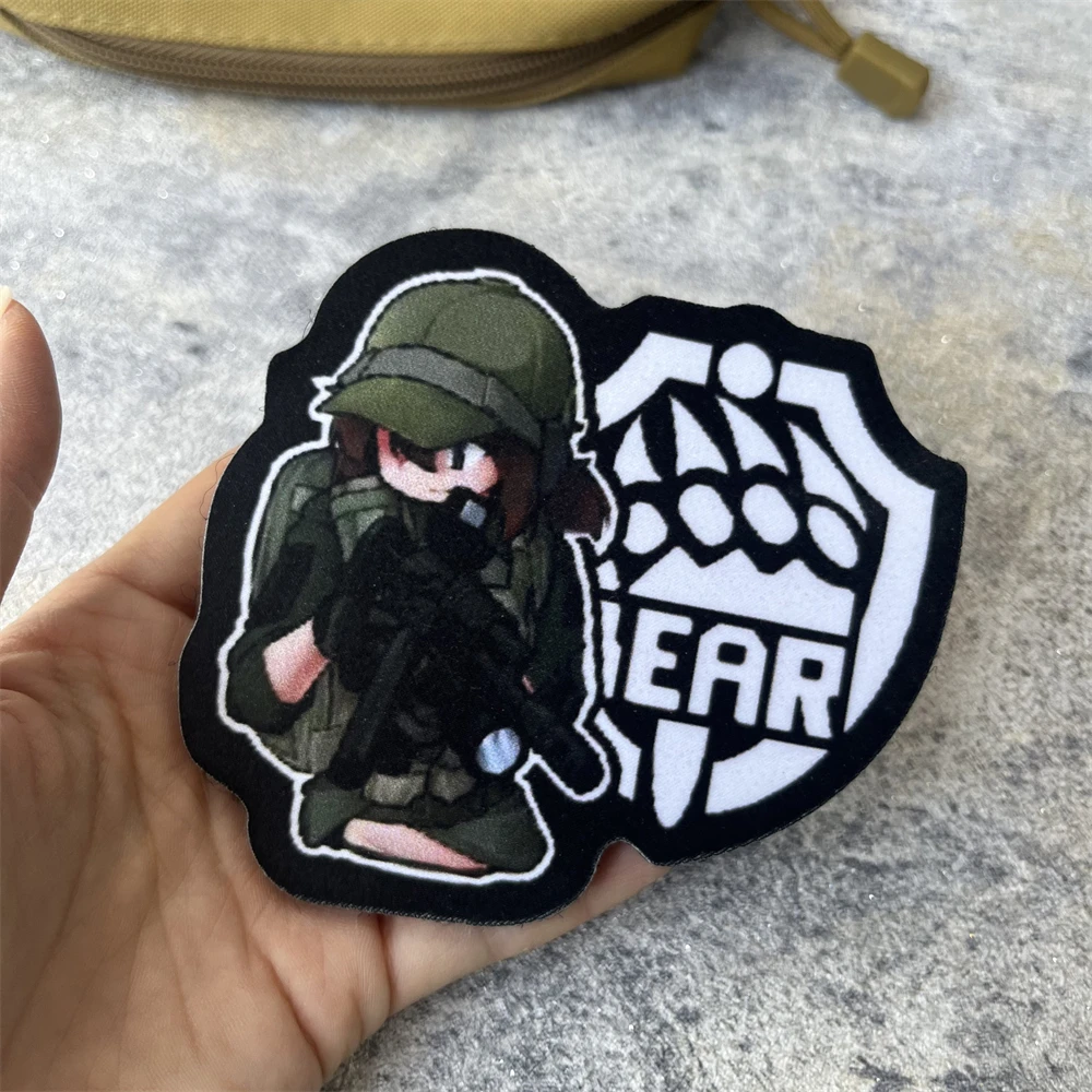 Parche de juego Gunfight, insignia de moral táctica para chica, parches de gancho y bucle impresos de oso para ropa, equipo militar, pegatina para casco - imagen 2