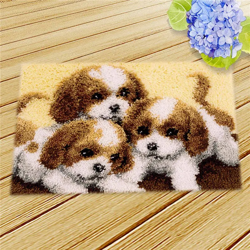 Kit de gancho de 3D, juego de paquete de alfombra de nudo para costura, patrón de Animal de gato, Kit de gancho de pestillo, cojín, Knooppakket Kussen DIY - imagen 4