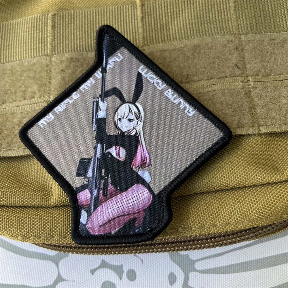 Parches tácticos de moral de belleza táctica de dibujos animados para ropa, parche de gancho y bucle impreso, pegatina para mochila militar - imagen 5