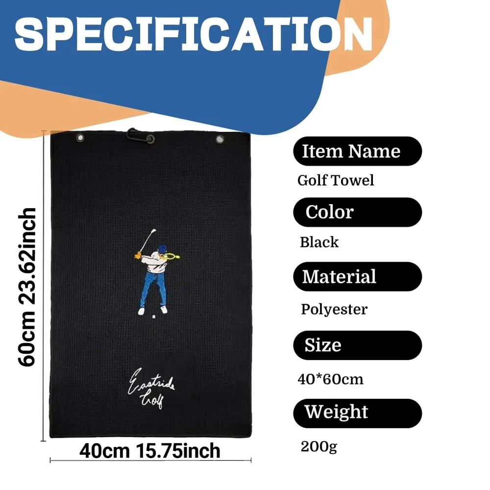 Toalla de Golf de 40x60cm, pelota limpia para palos, divertida microfibra Premium, suave, absorbente, Clip de aluminio bordado, accesorios para bolsas de Golf - imagen 3