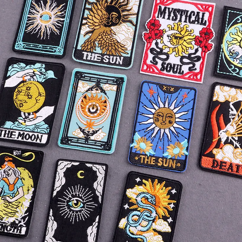 Parches para planchar Tarot en ropa, parches térmicos, rayas para ropa, parche bordado DIY en mochila, parches para ropa con hierro