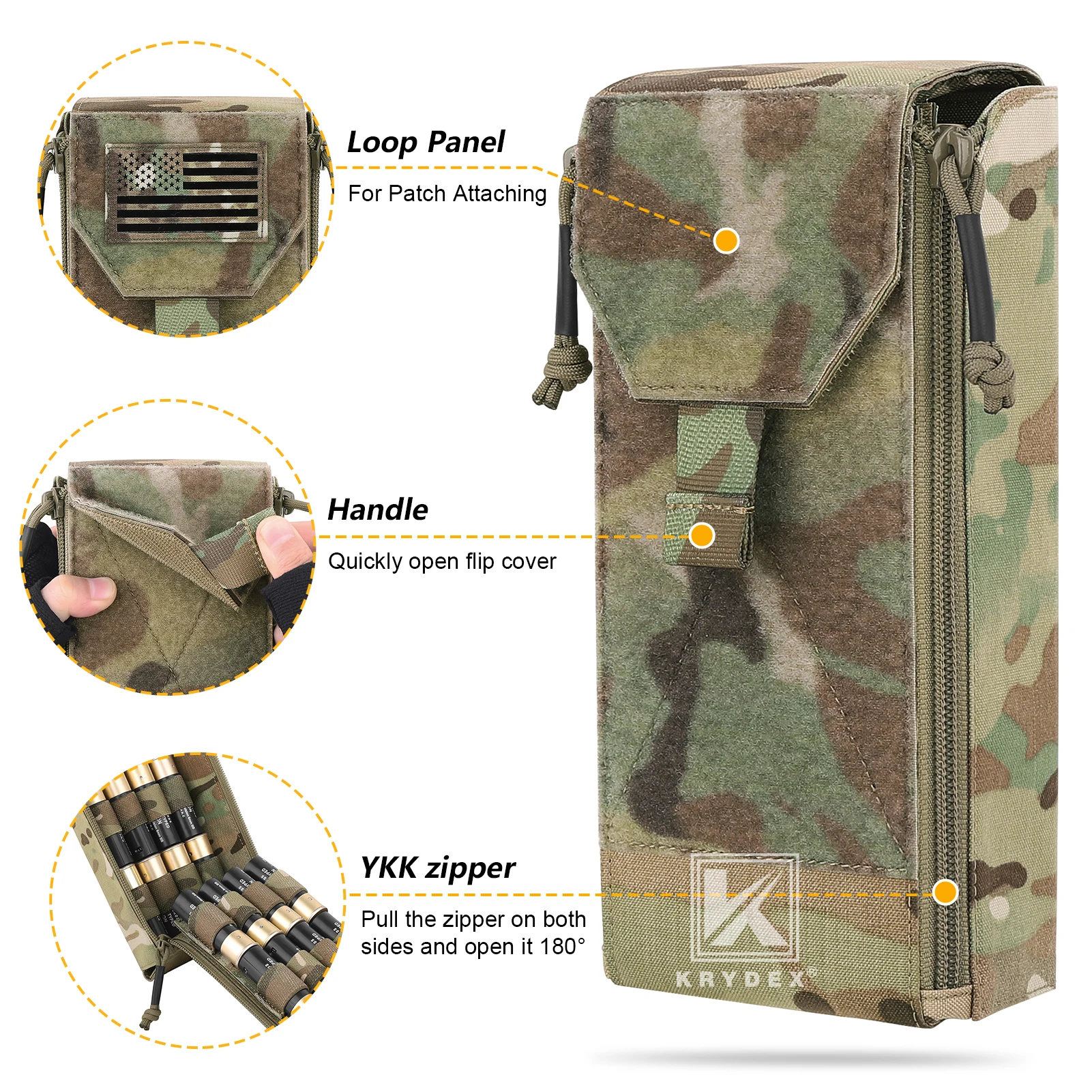 KRYDEX-soporte para cartuchos de escopeta, 24 balas, gancho táctico, bolsa para cartuchos, 8 calibre, 12 calibre, bolsa para munición Molle, accesorios de caza - imagen 2