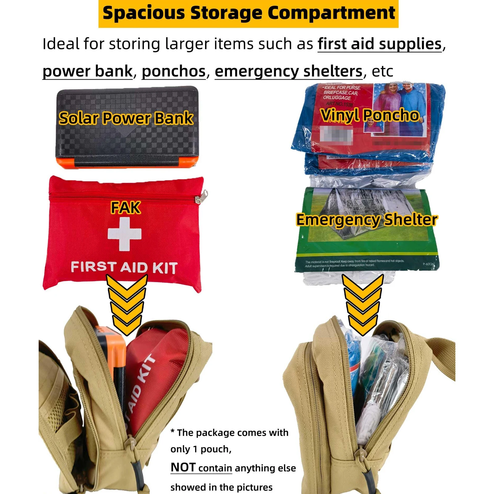 Bolsa de utilidad táctica EDC Molle con tiras reflectantes, bolsa compacta multifuncional resistente al agua, bolsa organizadora de dispositivos - imagen 3